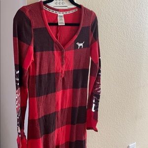 Pink red and black plaid long John